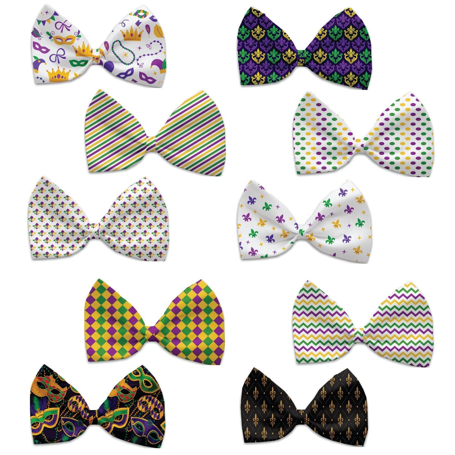 Pet, Dog and Cat Bow Ties, "Mardi Gras Group" *Available in 10 different pattern options!*