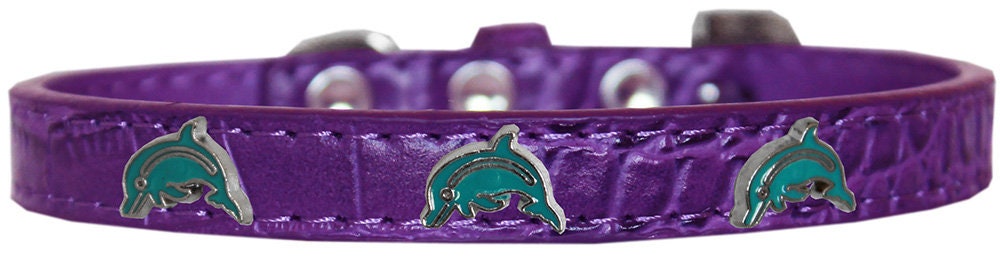 Dog, Puppy & Pet Designer Croc Widget Collar, "Dolphins"