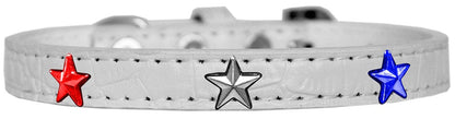 Dog, Puppy and Pet Designer Croc Widget Collar, "Red, White & Blue Stars"