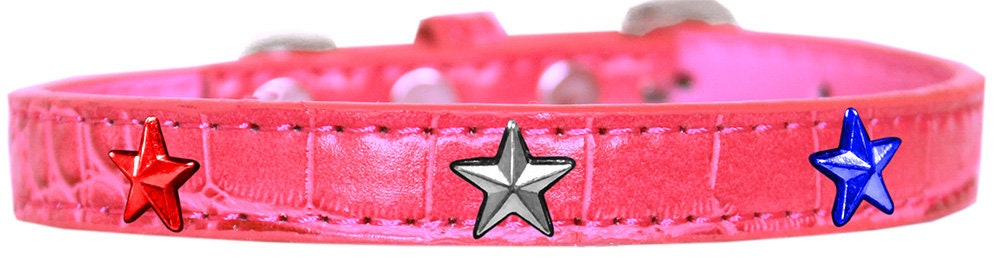 Dog, Puppy and Pet Designer Croc Widget Collar, "Red, White & Blue Stars"