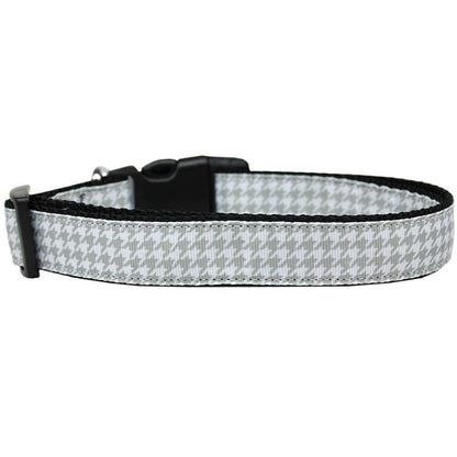 Pet Dog & Cat Nylon Collar or Leash, "Houndstooth Grey"