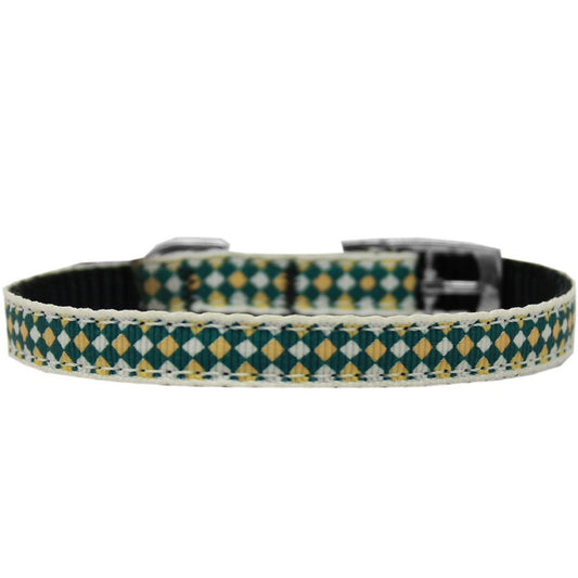 Pet Dog & Cat Nylon Collar or Leash, "Green Checkers"