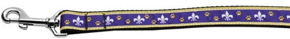 Pet Dog and Cat Nylon Collar or Leash, "Purple & Yellow Fleur De Lis"