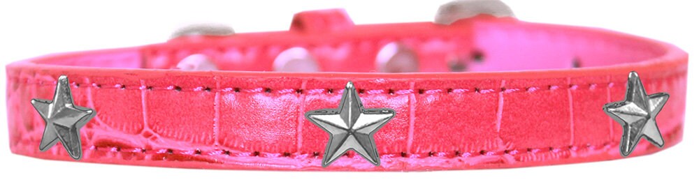 Dog, Puppy & Pet Designer Croc Widget Collar, "Silver Stars"