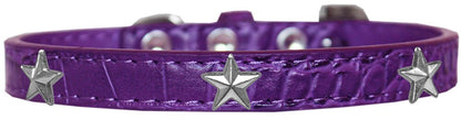 Dog, Puppy & Pet Designer Croc Widget Collar, "Silver Stars"