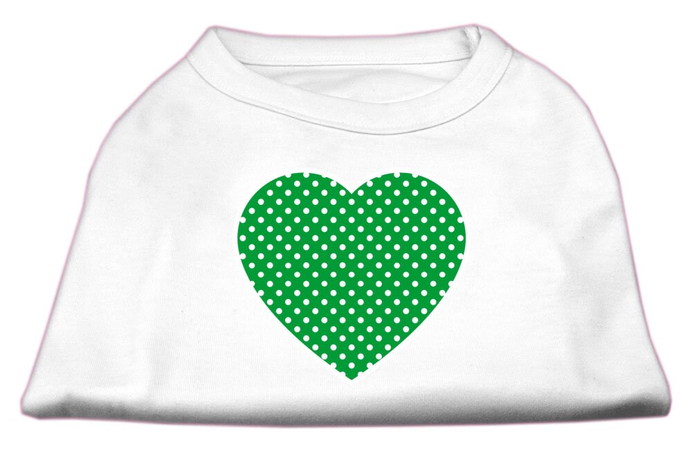 Pet Dog & Cat Shirt Screen Printed, "Swiss Dots Green Heart"