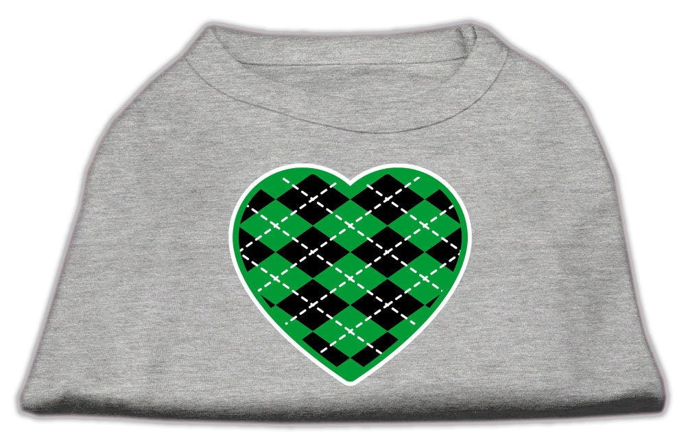 Pet Dog & Cat Shirt Screen Printed, "Argyle Heart Emerald Green"