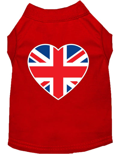 Pet Dog & Cat Shirt Screen Printed, "British Flag Heart"