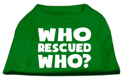 Pet Dog & Cat Shirt Screen Printed, "Who Rescued Who?"