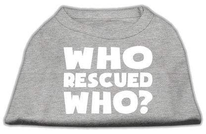 Pet Dog & Cat Shirt Screen Printed, "Who Rescued Who?"