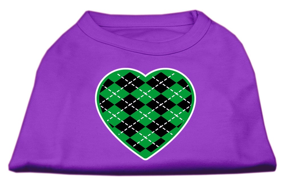 Pet Dog & Cat Shirt Screen Printed, "Argyle Heart Emerald Green"