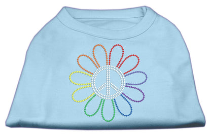 Pet Dog & Cat Shirt Rhinestone, "Rainbow Flower Peace Sign"