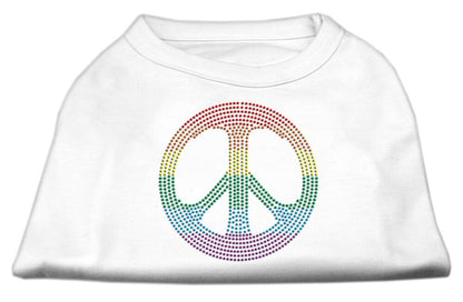 Pet Dog & Cat Shirt Rhinestone, "Rainbow Peace Sign"