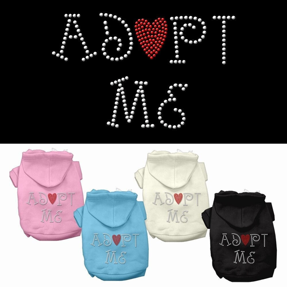 Pet, Dog & Cat Hoodie Rhinestone, "Adopt Me"