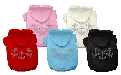 Pet Dog & Cat Hoodie Rhinestone, "Anchors"