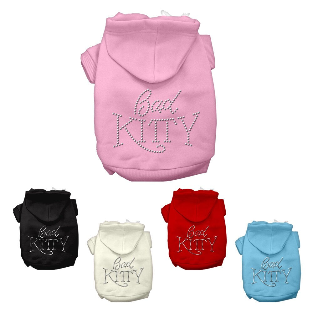 Pet, Dog & Cat Hoodie Rhinestone, "Bad Kitty"