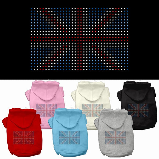 Pet, Dog & Cat Hoodie Rhinestone, "British Flag"