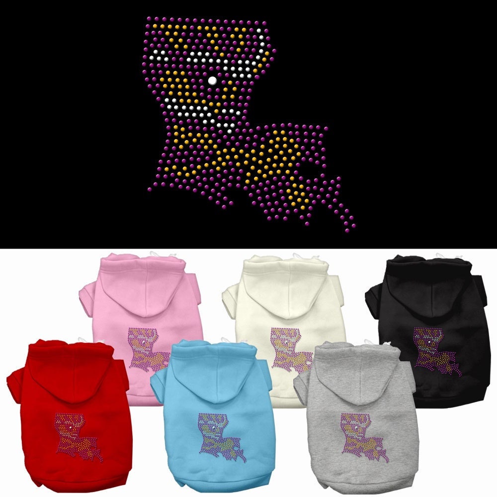 Pet, Dog & Cat Hoodie Rhinestone, "Louisiana"