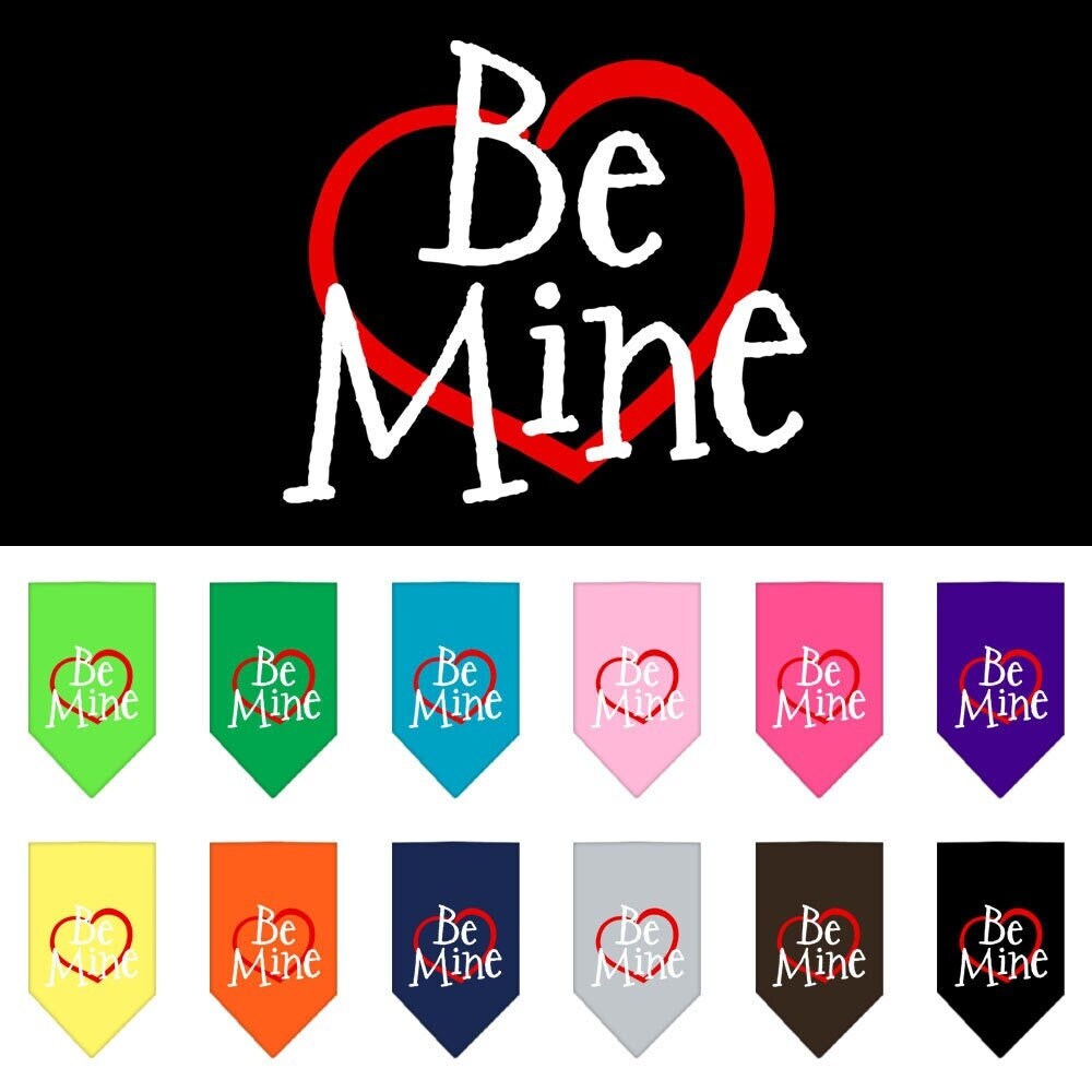 Pet and Dog Bandana Screen Printed, "Be Mine"