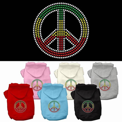 Pet, Dog & Cat Hoodie Rhinestone, "Rasta Peace Sign"