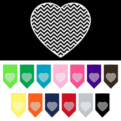 Pet and Dog Bandana Screen Printed, "Chevron Heart"