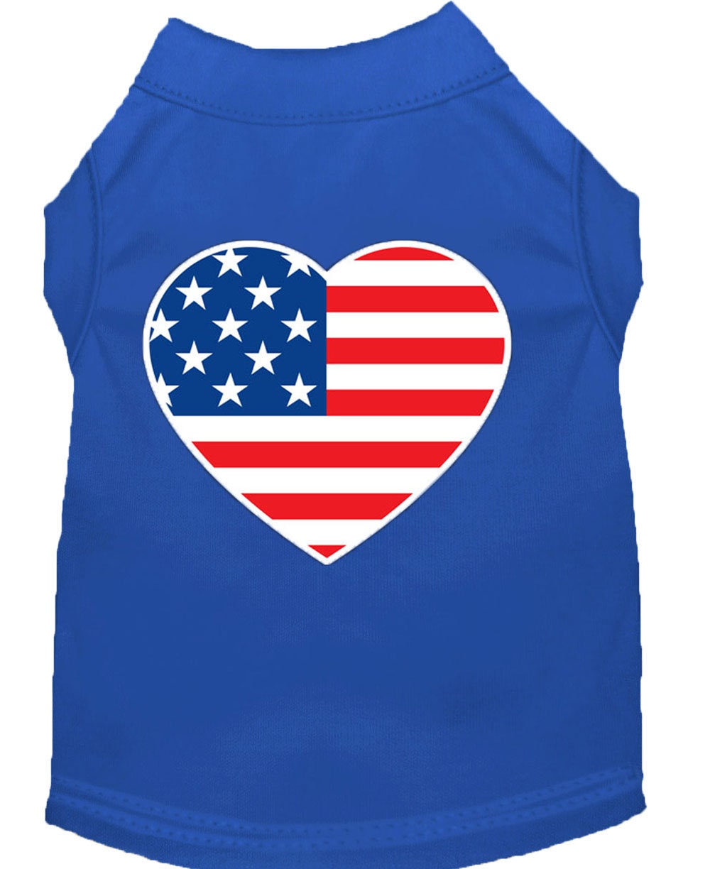 Pet Dog & Cat Shirt Screen Printed, "American Flag Heart"