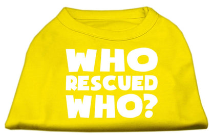 Pet Dog & Cat Shirt Screen Printed, "Who Rescued Who?"