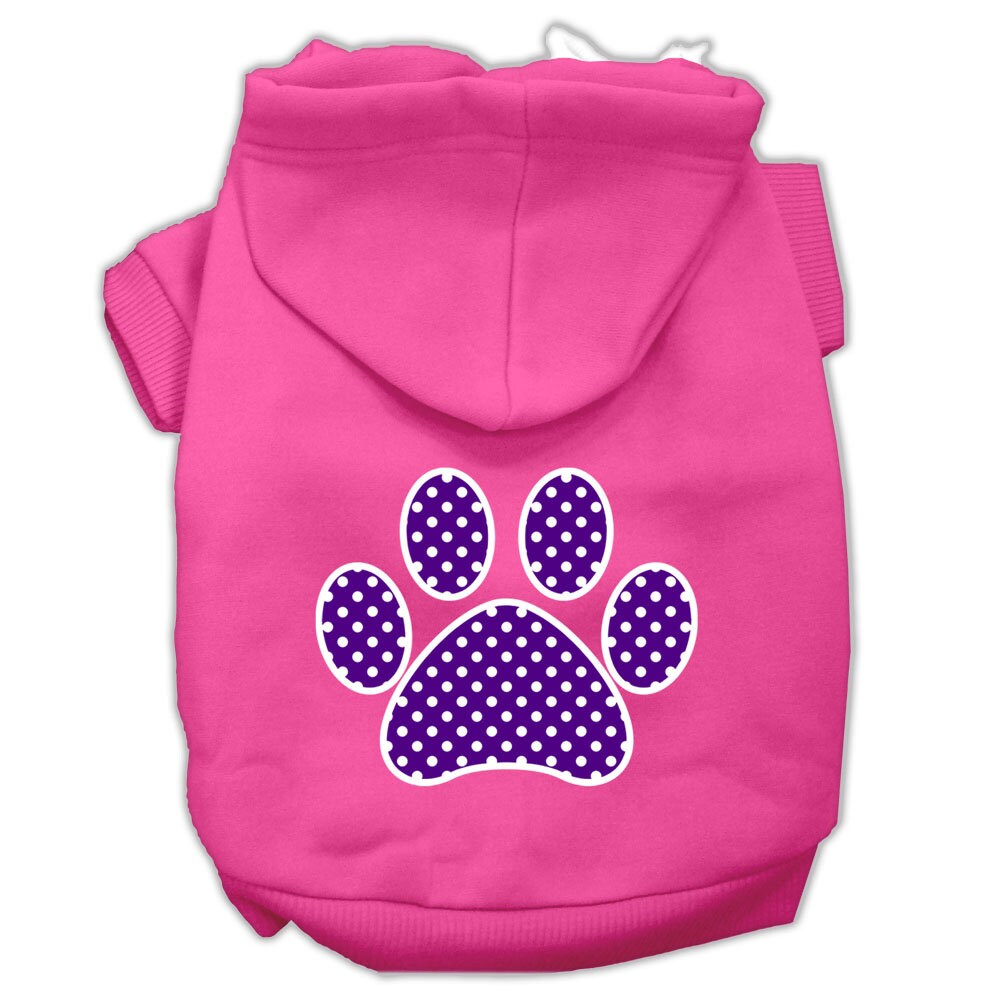 Pet, Dog & Cat Hoodie Screen Printed, "Purple Swiss Dots Paw"