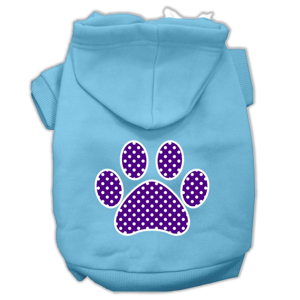 Pet, Dog & Cat Hoodie Screen Printed, "Purple Swiss Dots Paw"