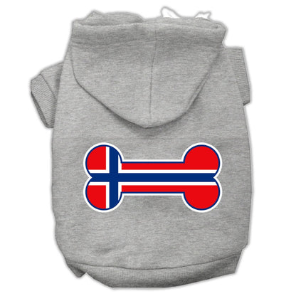 Pet, Dog & Cat Hoodie Screen Printed, "Bone Shaped Norway Flag"