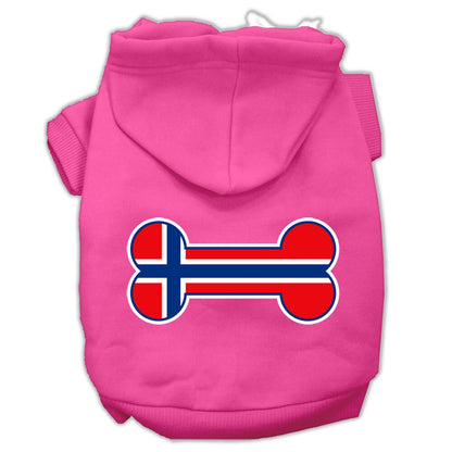 Pet, Dog & Cat Hoodie Screen Printed, "Bone Shaped Norway Flag"