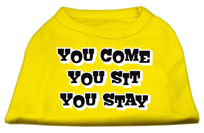 Pet Dog & Cat Shirt Screen Printed, "You Come, You Sit, You Stay"