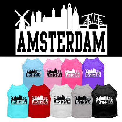 Pet Dog & Cat Shirt Screen Printed, "Amsterdam Skyline"