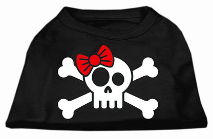 Pet Dog & Cat Shirt Screen Printed, "Skull Crossbones Bow"