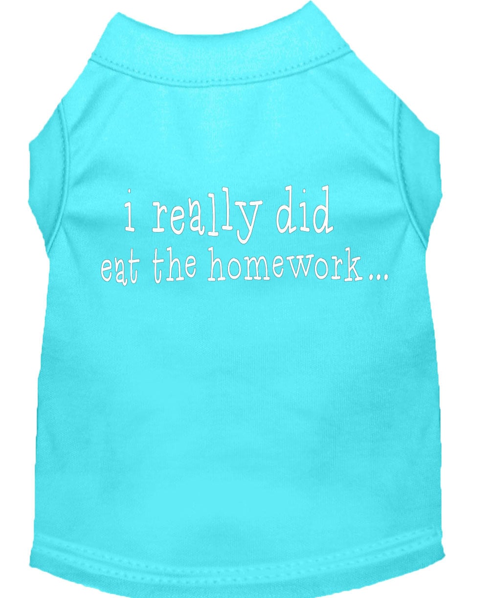 Pet Dog & Cat Shirt Screen Printed, "I Really Did Eat The Homework"