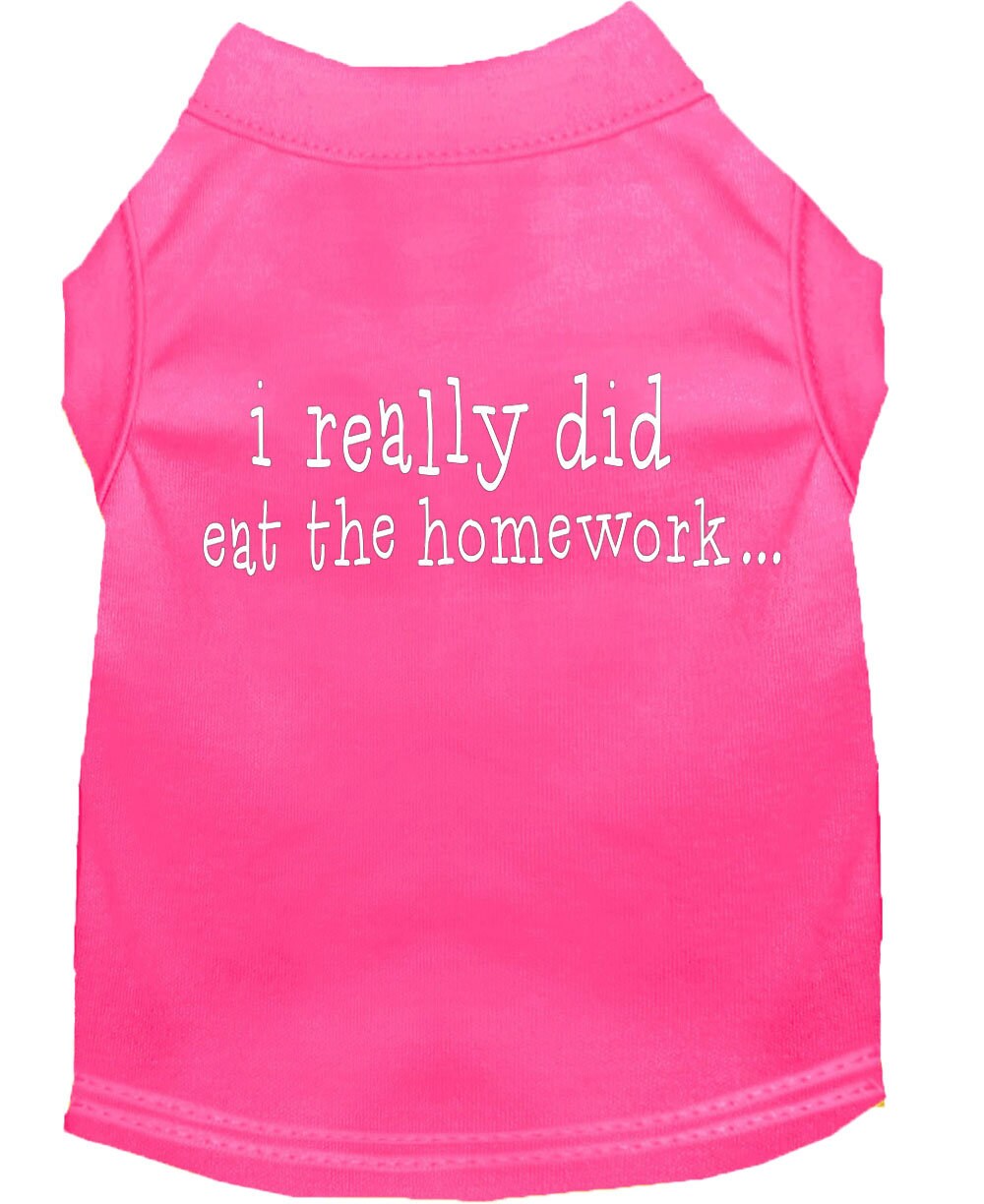 Pet Dog & Cat Shirt Screen Printed, "I Really Did Eat The Homework"