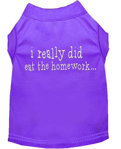 Pet Dog & Cat Shirt Screen Printed, "I Really Did Eat The Homework"