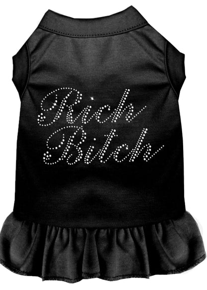 Pet Dog & Cat Dress Rhinestone, "Rich Bitch"