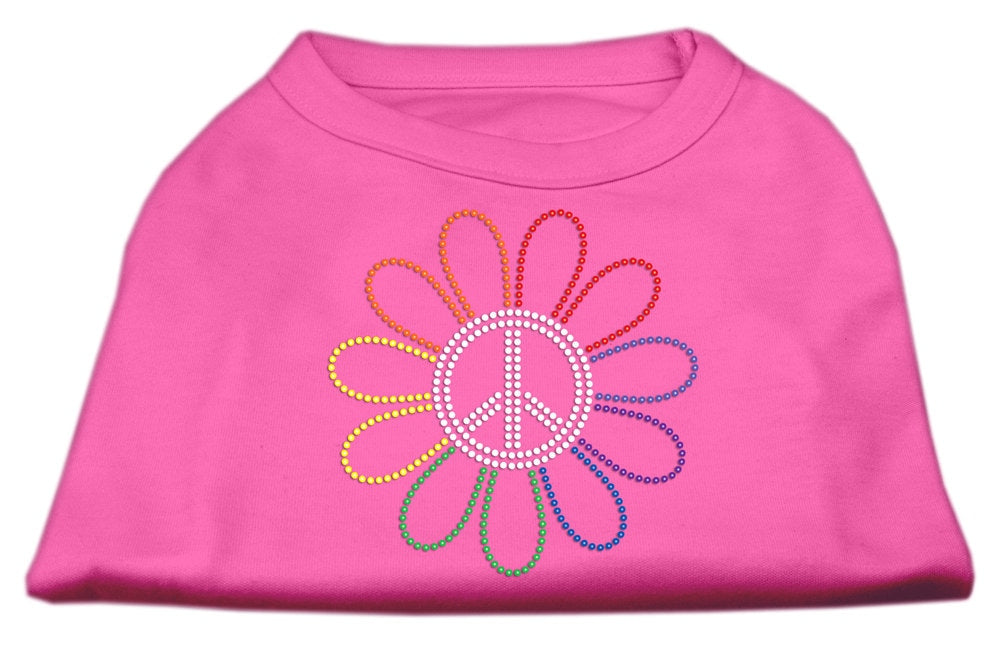 Pet Dog & Cat Shirt Rhinestone, "Rainbow Flower Peace Sign"