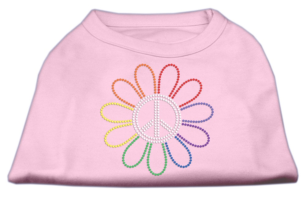 Pet Dog & Cat Shirt Rhinestone, "Rainbow Flower Peace Sign"