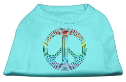 Pet Dog & Cat Shirt Rhinestone, "Rainbow Peace Sign"