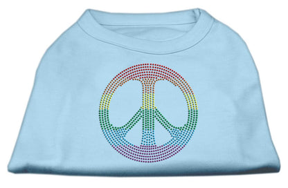 Pet Dog & Cat Shirt Rhinestone, "Rainbow Peace Sign"