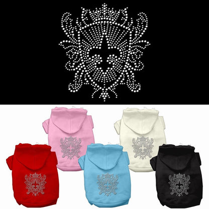 Pet Dog & Cat Hoodie Rhinestone, "Fleur De Lis Shield"