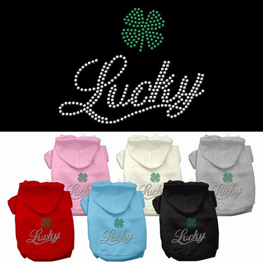 Pet, Dog & Cat Hoodie Rhinestone, "Lucky"