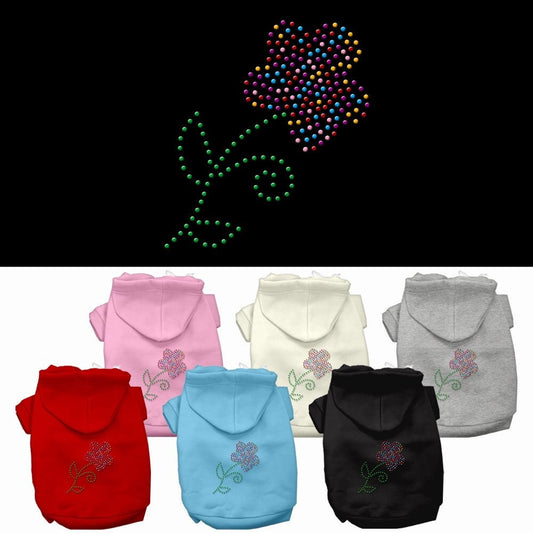 Pet, Dog & Cat Hoodie Rhinestone, "Multi Colored Flower"