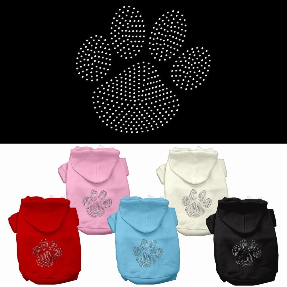 Pet, Dog & Cat Hoodie Rhinestone, "Clear Paw"