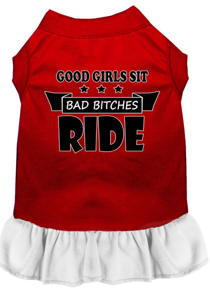 Pet Dog & Cat Dress Screen Printed, "Good Girls Sit, Bad Bitches Ride"