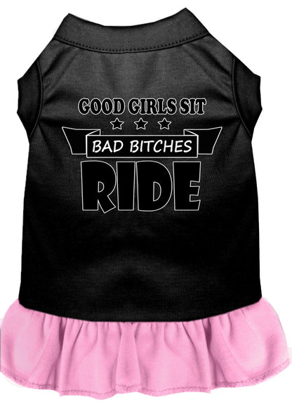 Pet Dog & Cat Dress Screen Printed, "Good Girls Sit, Bad Bitches Ride"