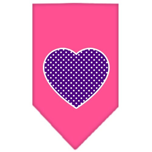 Pet and Dog Bandana Screen Printed, "Purple Swiss Dot Heart"