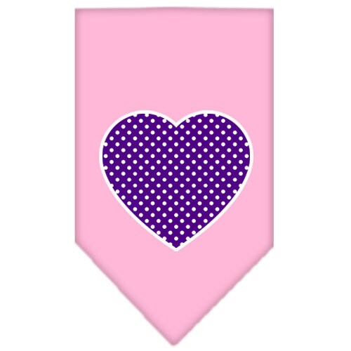 Pet and Dog Bandana Screen Printed, "Purple Swiss Dot Heart"